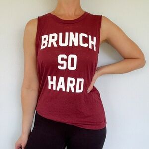 Fifth Sun maroon Brunch So Hard casual cotton sleeveless muscle tank size small